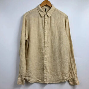 Benetton Stile Women's 100% Linen Button Down Long Sleeve Shirt Size L